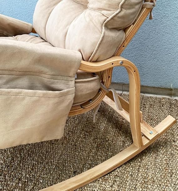 Reyo Santorini Quilted Rocking Chair Rest and TV Chair Beige