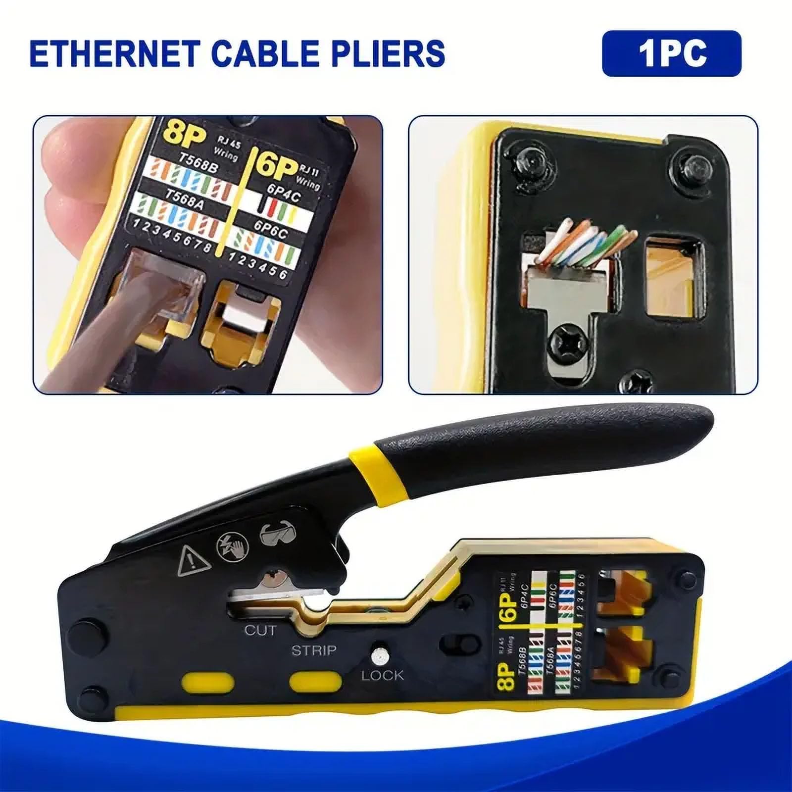 RJ45 Crimp Tool Ethernet Crimper CAT6 Cat5e Cat5 Crimping Tool Pass Through Ethernet Crimping Tool All-in-One Ethernet Crimper - Image 2