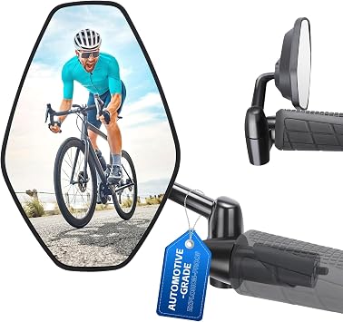Bar End Bike Mirrors, HD 360 Rotatable Aluminum Alloy Bike Side Mirror, Explosion-proof, Fits 16-21mm for Mountain Bike, E-Bike, Scooter, Folding Bike Style1HD Len
