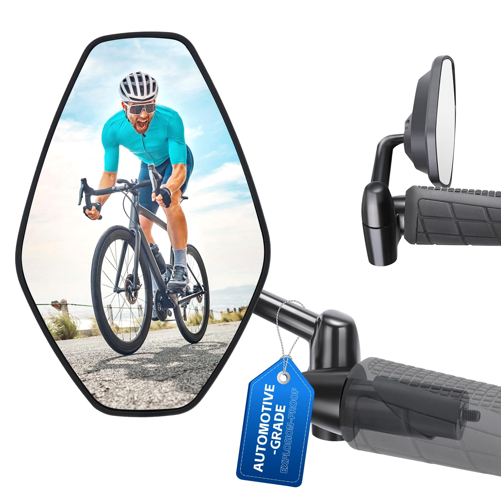 CYCLESPEED Fahrradspiegel, HD Rückspiegel in Automobilqualität, 360° Verstellbare Lenkerendenspiegel für E-Bike, Mtb, Klappräder und Roller, passend für lenker mit 16-21 mm durchmesser