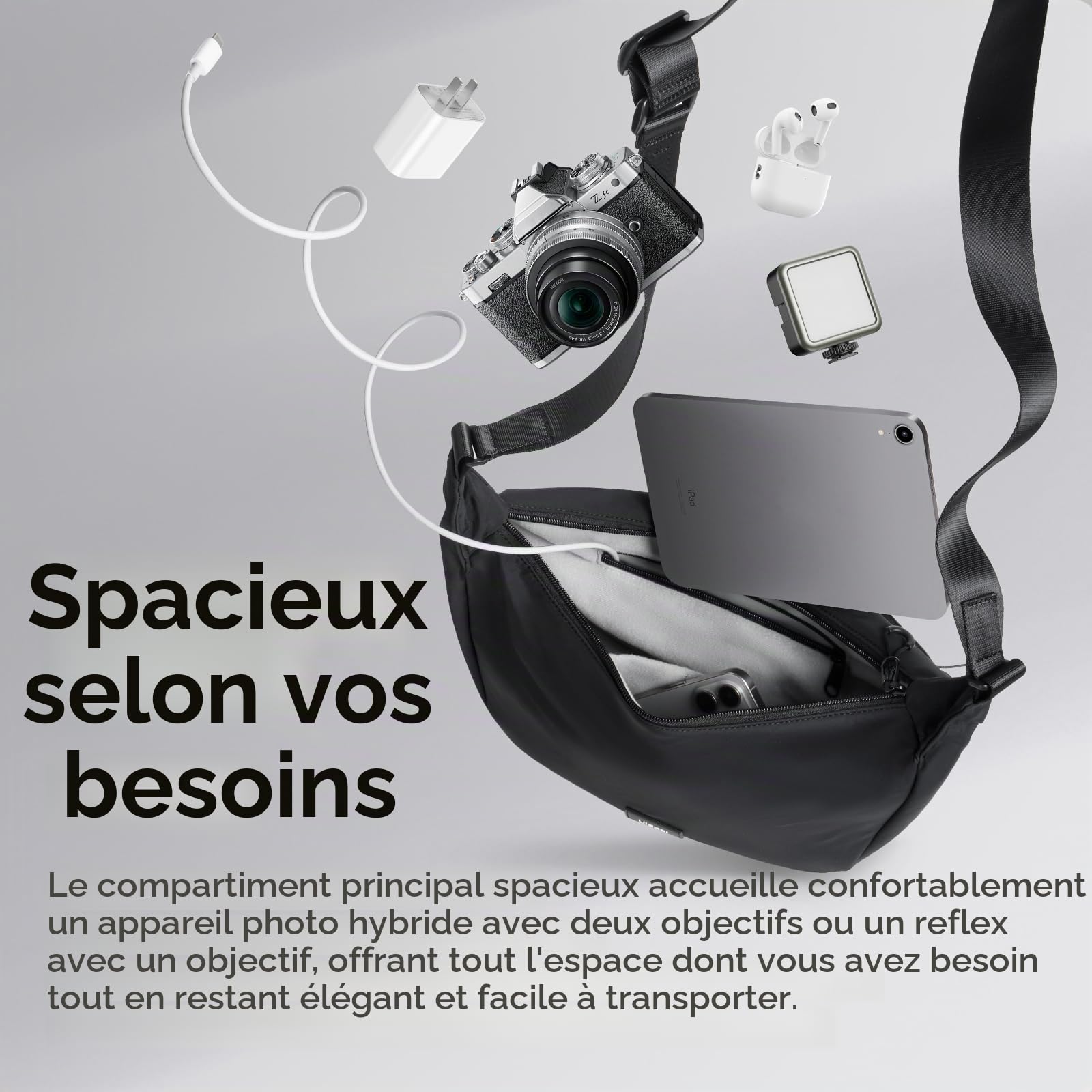 ULANZI Sac à bandoulière pour Appareil Photo, élégant avec séparateurs, étui léger pour Appareil Photo DSLR, Accessoires pour Appareil Photo, Voyages, Photographie en Plein air