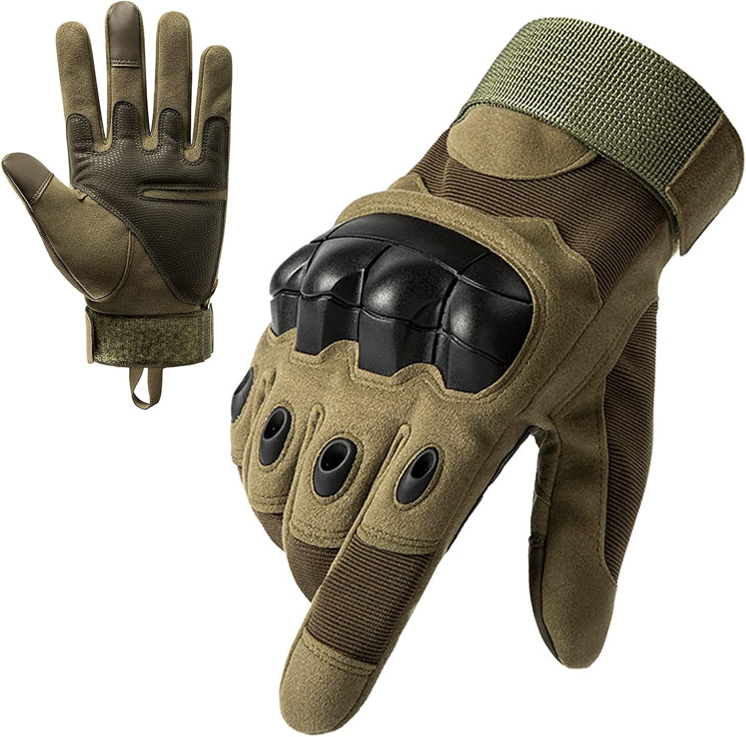 Tactical Gloves for Men, Shooting Gloves Motorcycle Gloves, Knuckle Protection Gloves Airsoft Gloves for Paintball Outdoor Sports Touchscreen(Green XL)
