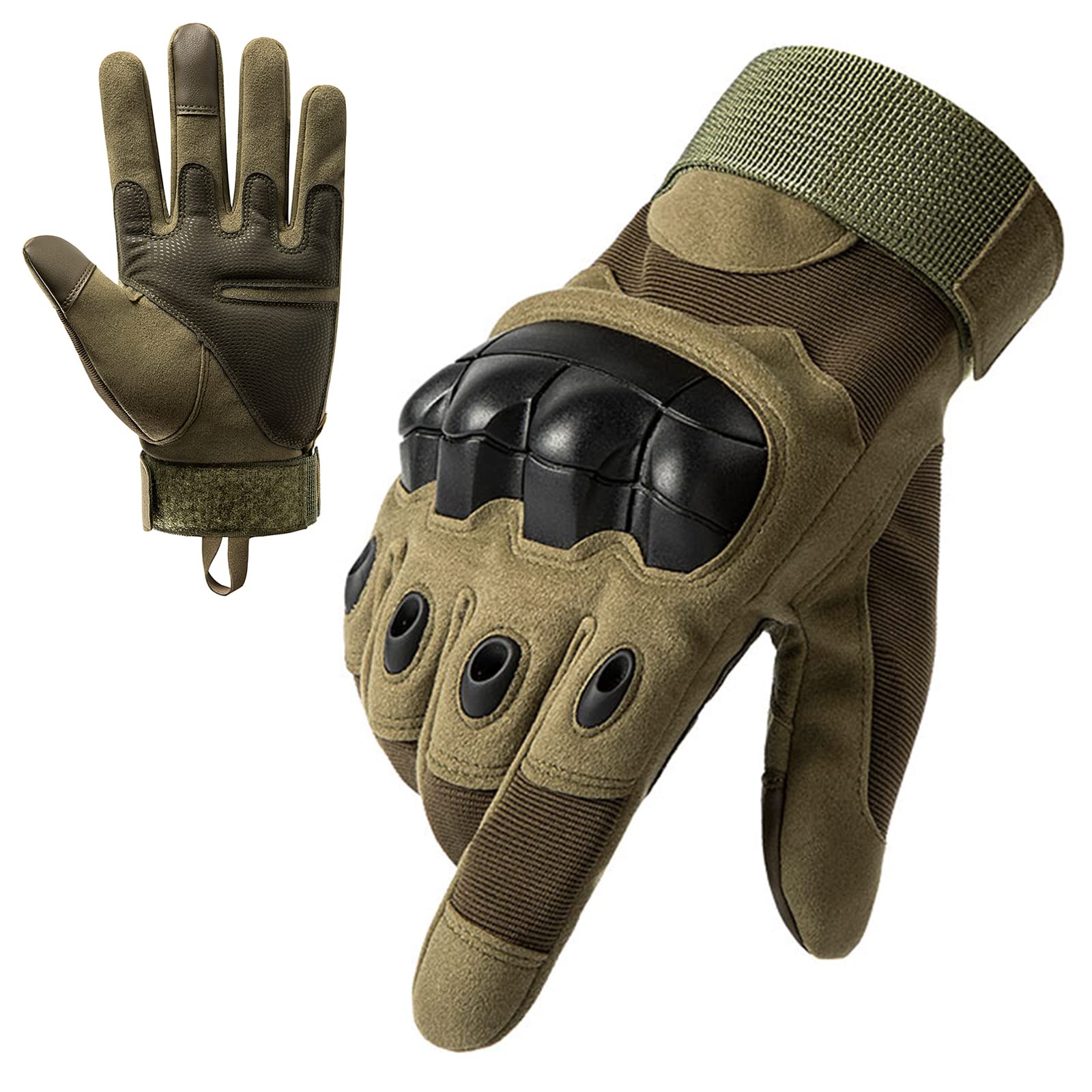 shuyuz Tactical Gloves for Men, Shooting Gloves Motorcycle Gloves, Knuckle Protection Gloves Airsoft Gloves for Paintball Outdoor Sports Touchscreen(Green M)