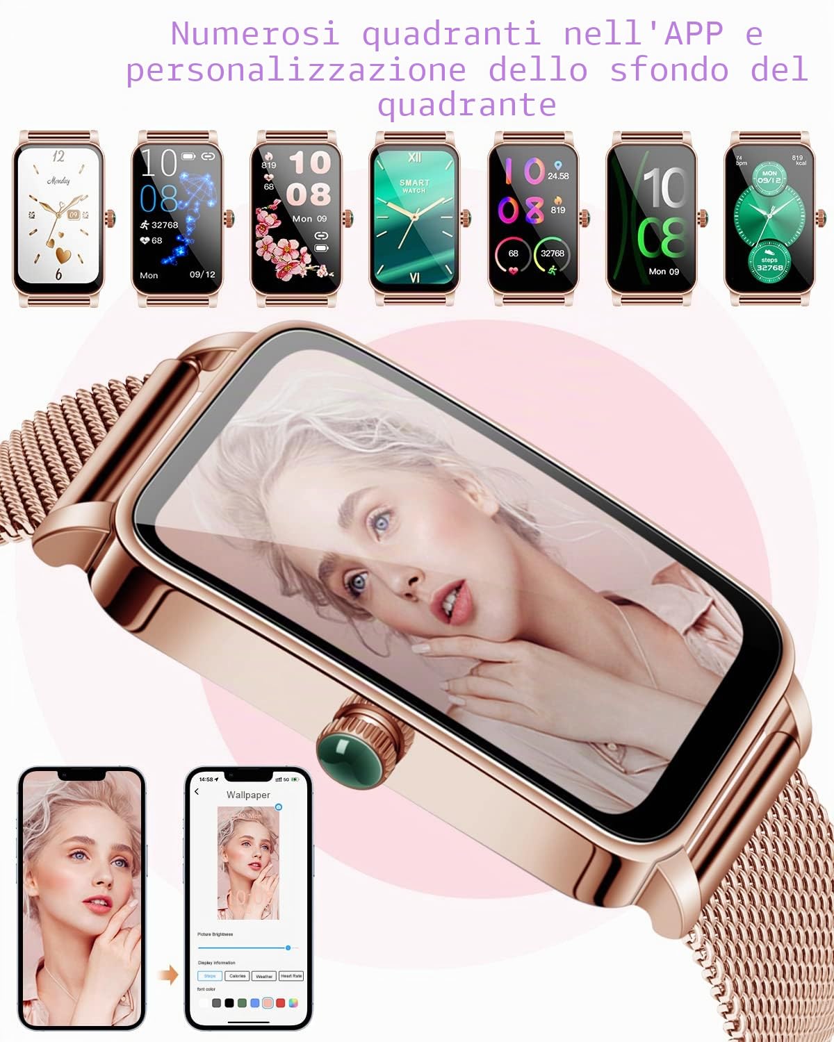 Smartwatch Da Donna Uomini Con 12 Modalità Sportive, Orologio Smartwatch Impermeabile IP68 Con/Cardiofrequenzimetro/Monitoraggio Del Sonno, Smart Watch Per iOS, Android