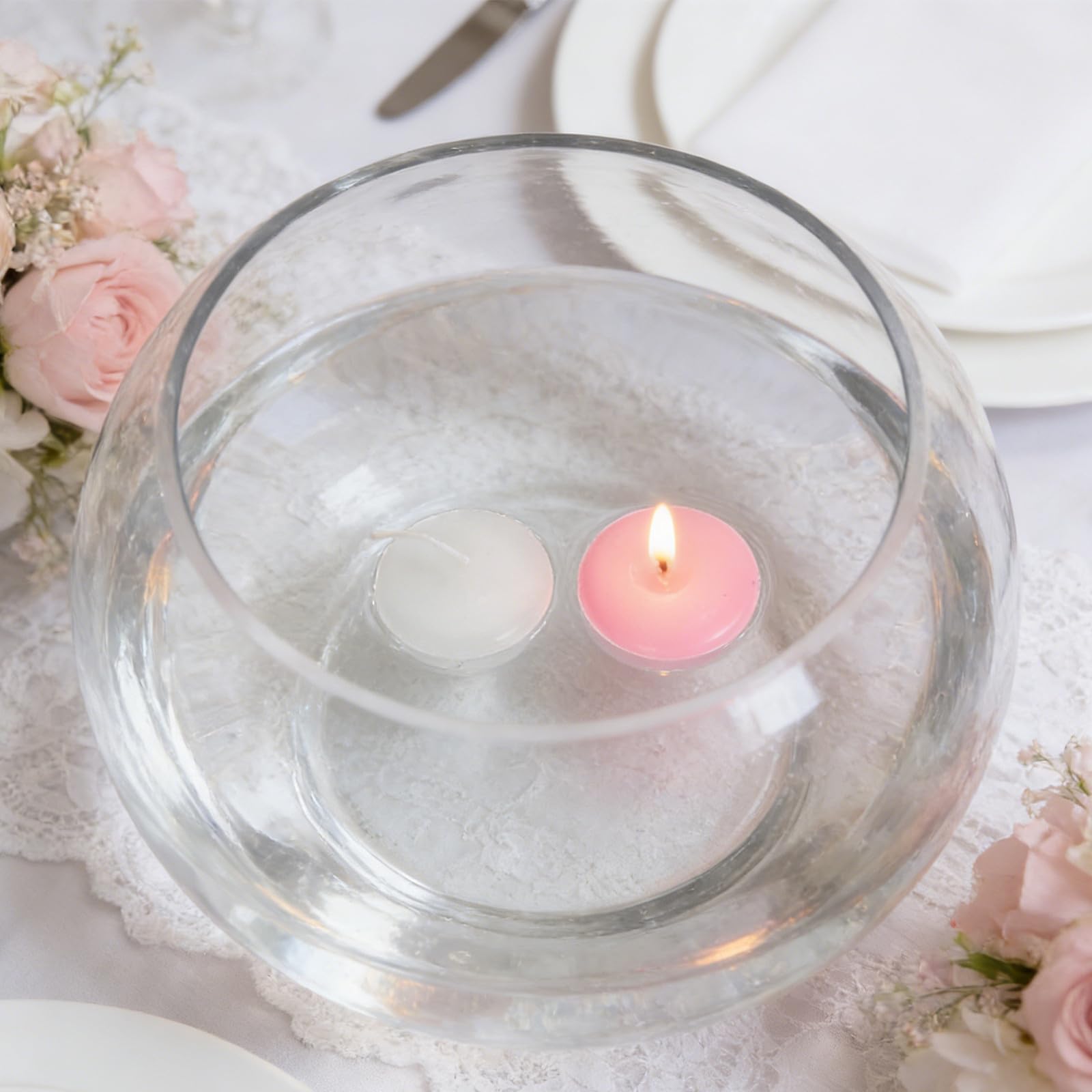 SHINEOFI 40 Unidades Velas Flotantes para Piscina Cera sin Goteo y Algodón, Estilo Elegante en Forma de Cuenco para Crear Ambiente Romántico en Fiestas y Celebraciones