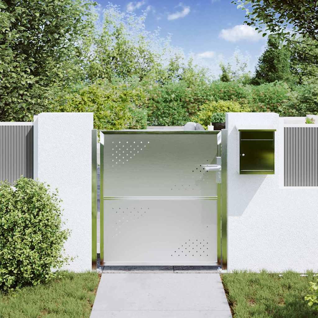Genérico Puerta de jardín Plateado 95 x 100 cm Acero Inoxidable, Puertas de jardín Plata,3402577
