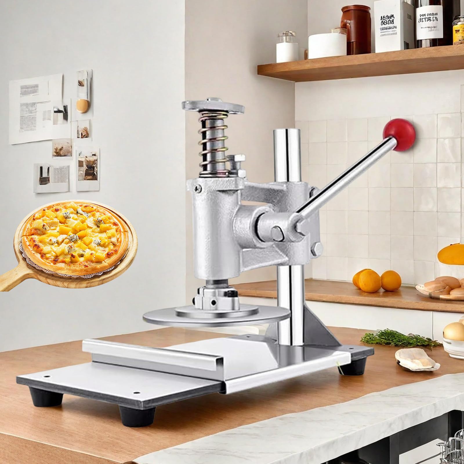 Máquina de prensa de masa, placa comercial de acero inoxidable para tortitas de cebolleta, Roti, Shaobing, Roujiamo, fácil de limpiar para uso doméstico o restaurante