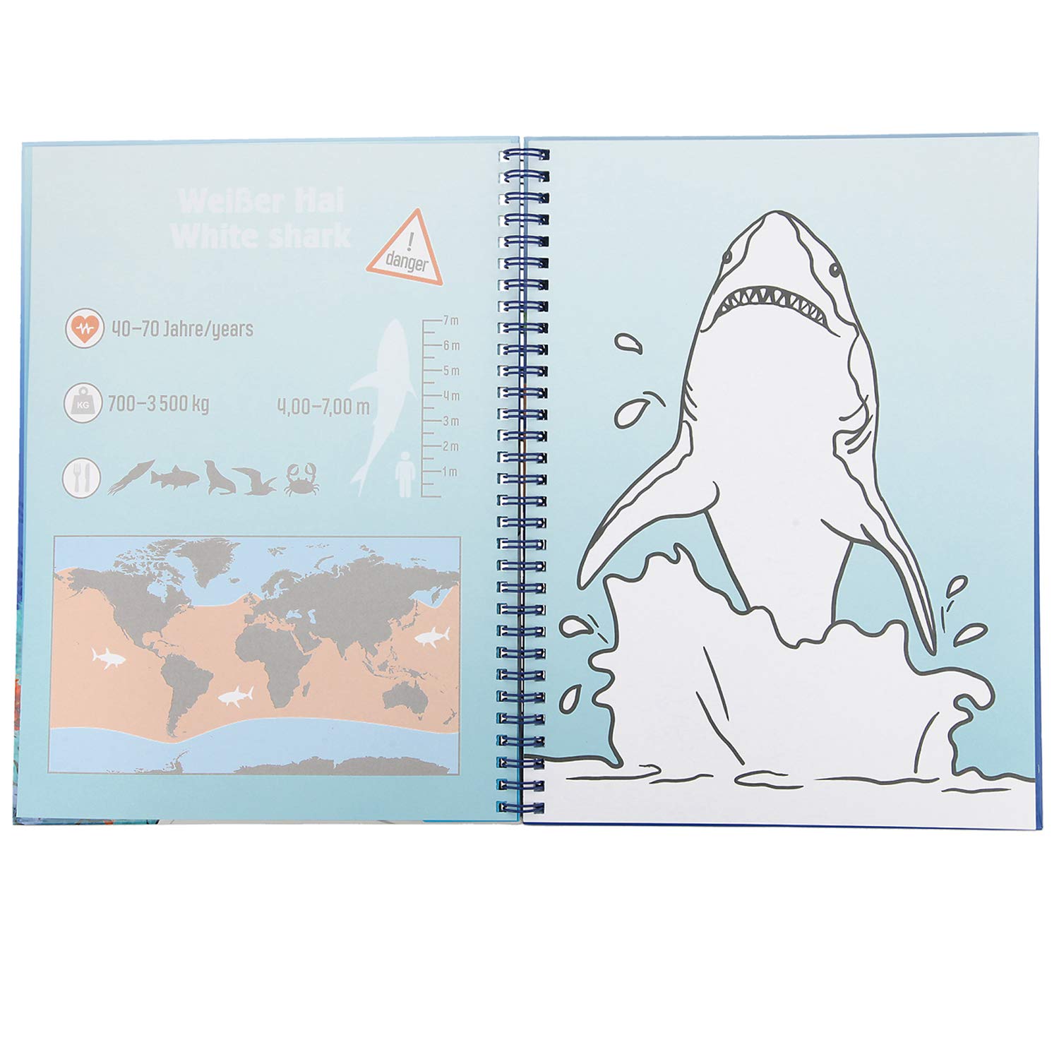 Depesche Livre de coloriage avec 7 feutres Dino World Underwater, Environ 27 x 20,6 x 2,5 cm