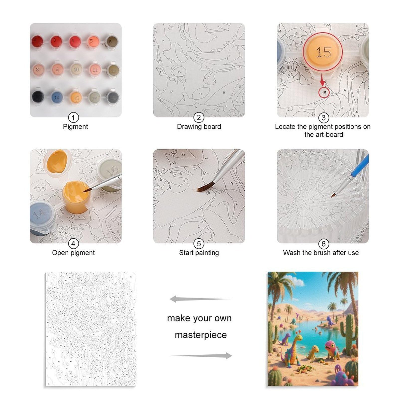 KOAYUBFC Desert Oasis Malen nach Zahlen Kit für Erwachsene Anfänger Erwachsene Malen nach Zahlen Kits auf Leinwand DIY Acryl Ölfarben Malerei mit Pinseln als Geschenk Home Wall Decor