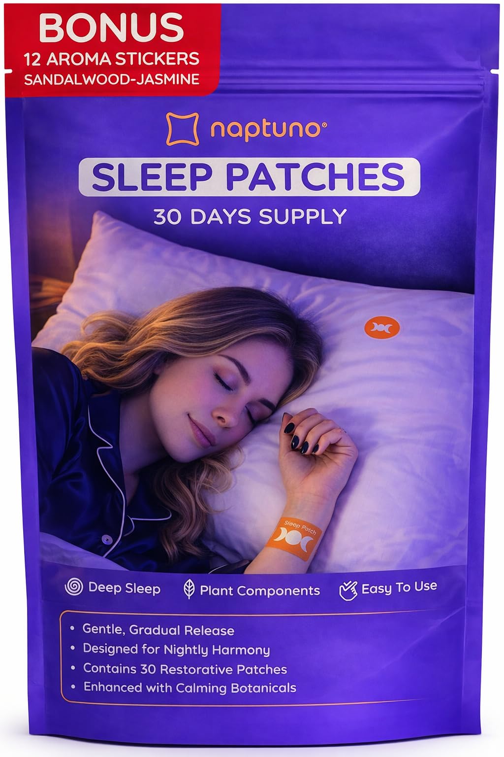 Lunar Lavender Sleep Patches for Adults – Calm Blend Relaxation Patches with Botanical Extracts – Easy Peel & Stick – Nighttime Routine Support – 30 Patches