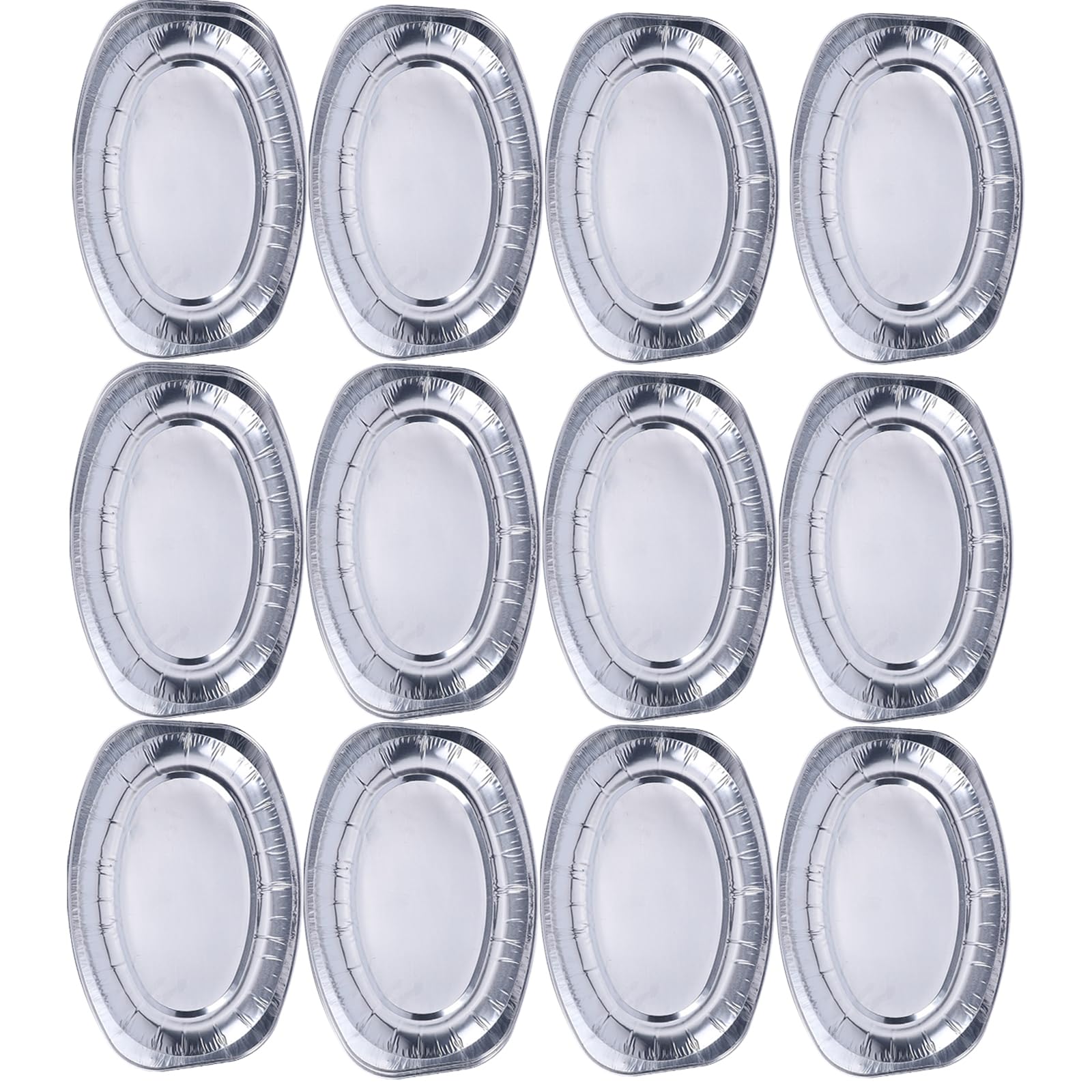 12 Stück Alu Servierplatten, Aluminiumfolie Platter Serviertabletts, Ovale Zinnfolienplatten, Einwegmahlzeiten Aus Aluminiumfolie, Folienschalen für Party, Grillpfannen Aus Aluminium