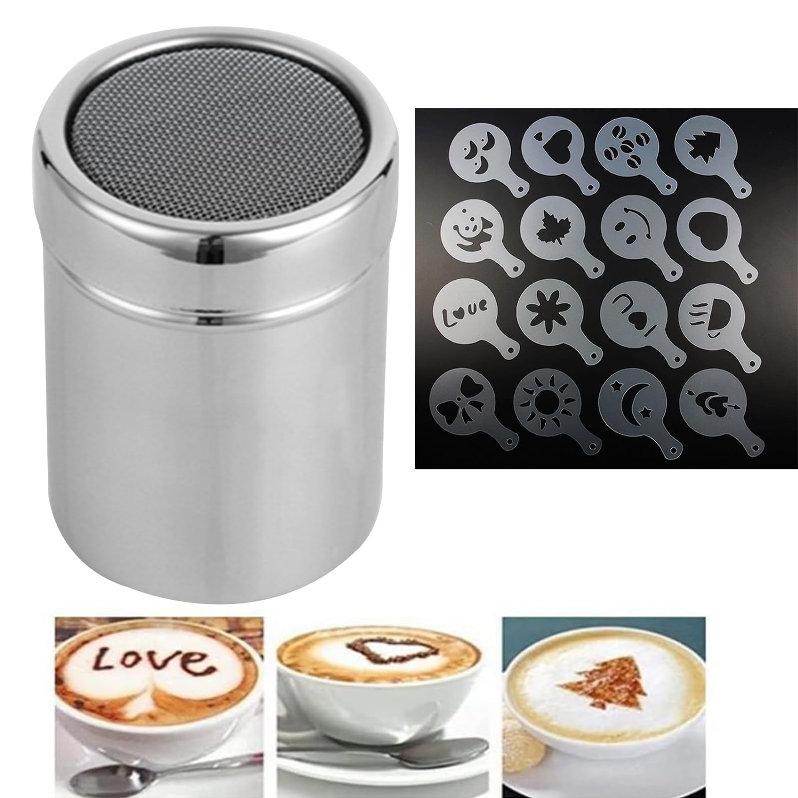 Setaccio A Rete In Acciaio Inox Per Farina E Zucchero A Velo - GOTOTOP Shaker Per Polvere, Misura L, Ideale Per Cappuccino E Decorazioni Fai Da Te