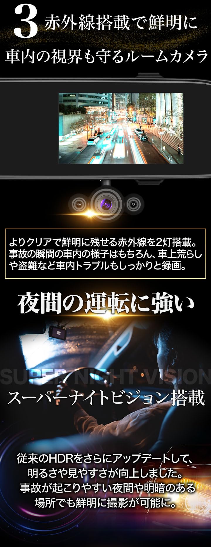 Amazon.co.jp: 安心ドライビング ミラー型3カメラドライブレコーダー