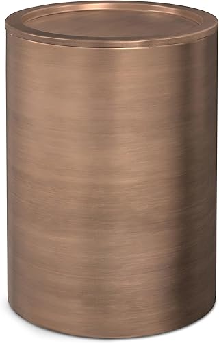 Miniatura 19 de SIMPLIHOME Corbin - Mesa auxiliar de metal de 16 pulgadas de ancho en oro antiguo martillado, mesa auxiliar redonda con diseño de tambor para sala