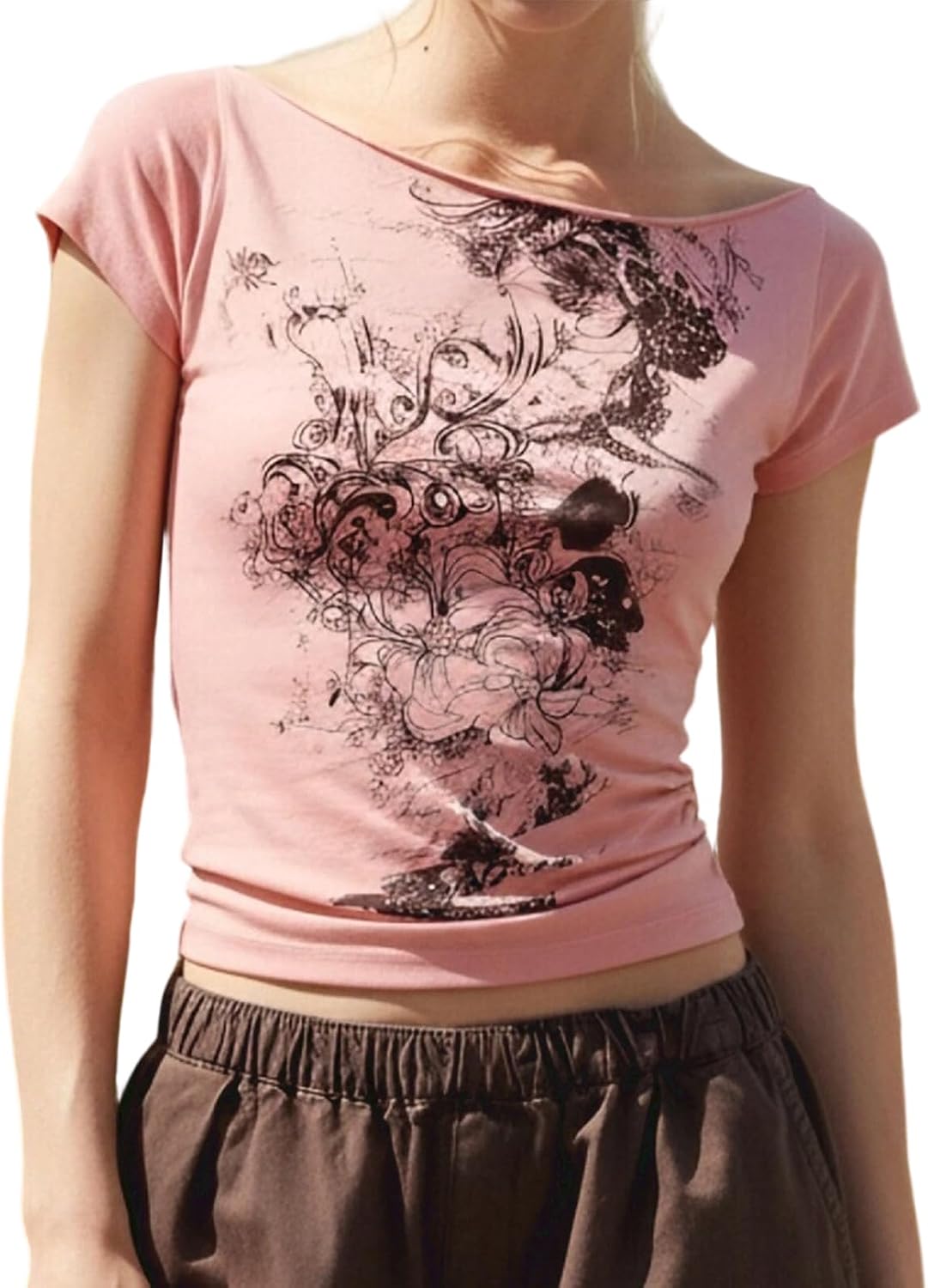 Y2k Graphic Baby Tees Women Teen Girls Vintage Print Summer Crop Top Shirts