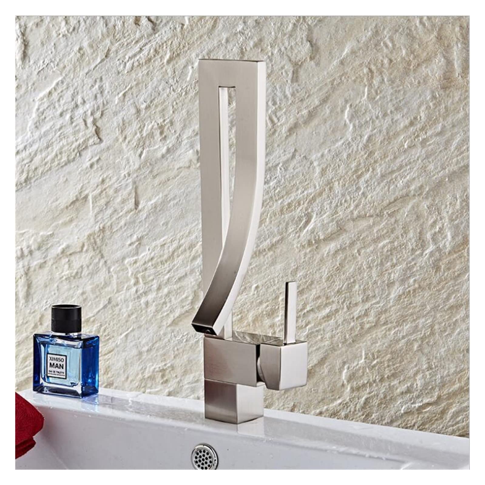 Cudtapi Nickel Bathroom Faucet Basin Faucets Rose Gold Brass Faucet Square Bathroom Sink Single Handle Deck Mounted Toilet Hot And Cold Mixer Water Tap(Nickel)