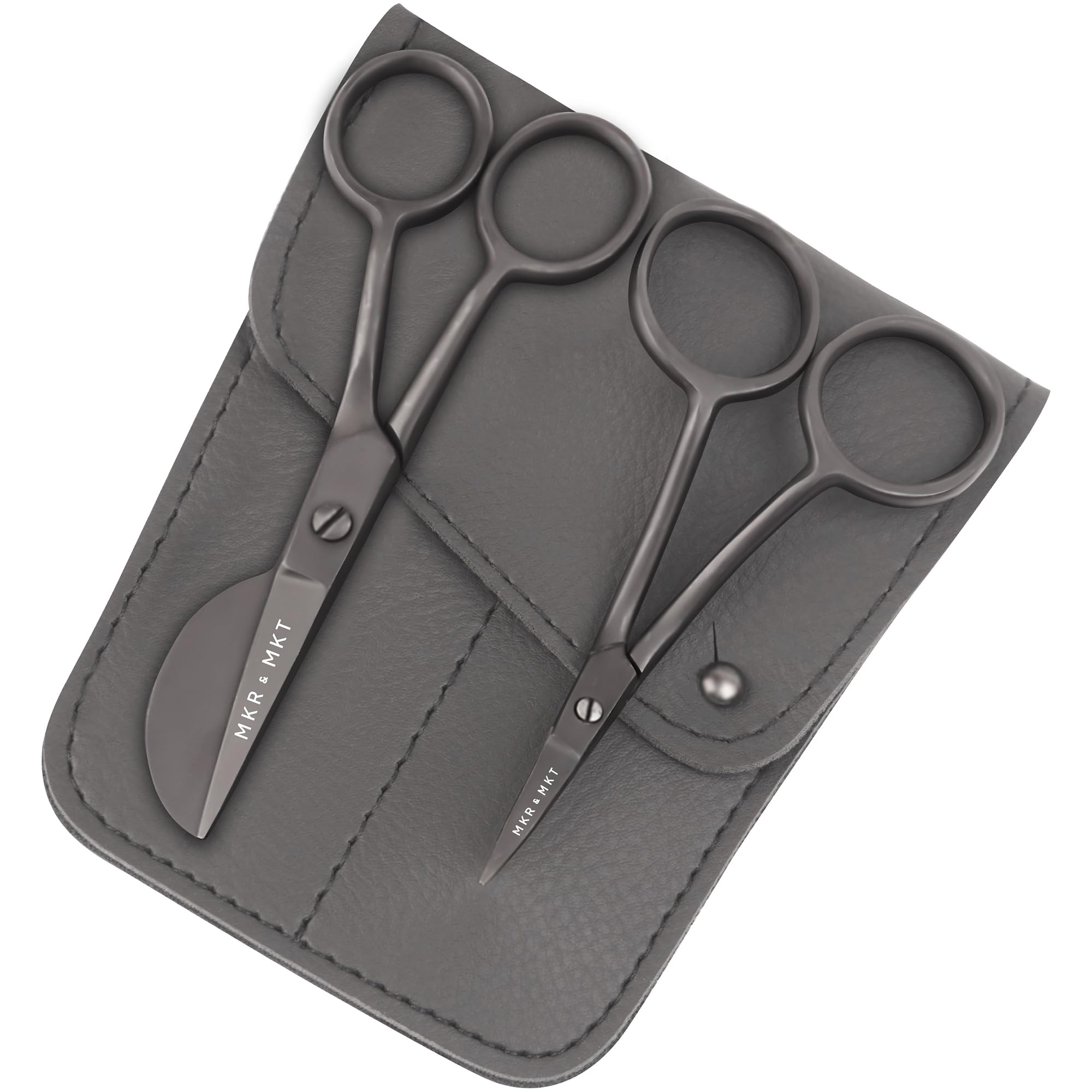 Juego de 2 tijeras pequeñas de bordado de 4.5 pulgadas, mini pico de pato de doble curva y hoja larga de doble curva con funda de bolsa (negro)