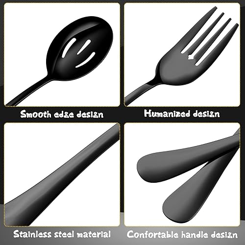 Miniatura 3 de Juego de cubiertos de acero inoxidable de 30 piezas, incluye cucharas grandes para servir, cucharas ranuradas, tenedores para servir, sopa,