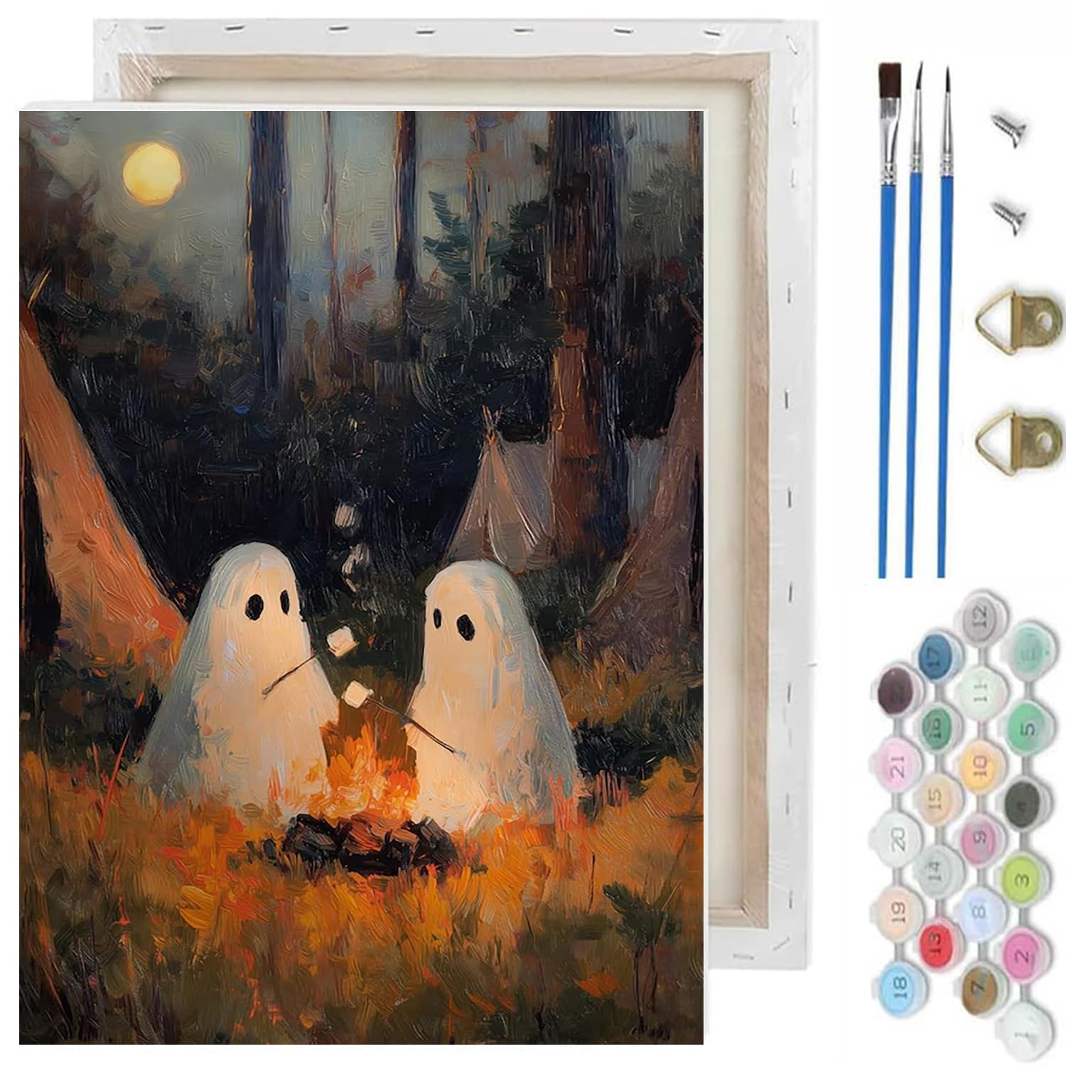 Halloween Paint by Numbers Kit for Adults,Ghost Paint by Number with Frame