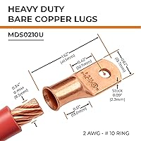Vista 182 de SELTERM - 2 terminales de anillo resistentes para cable de batería, calibre 4 AWG, pernos de 3/8 pulgadas, terminales de calibre 4, ojales de cobre