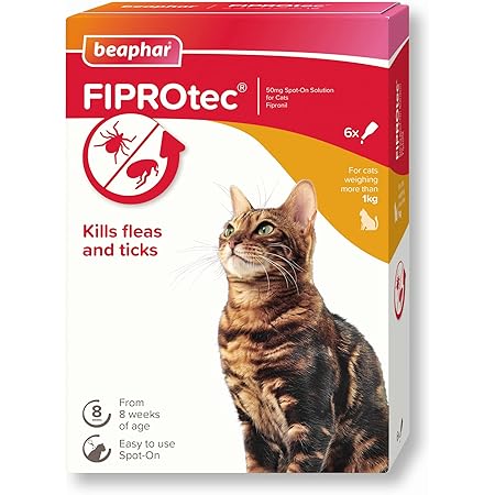 Beaphar | FIPROtec Spot-On for Cats | Kills Fleas & Ticks | Vet Strength Treatment | 6 Pipettes