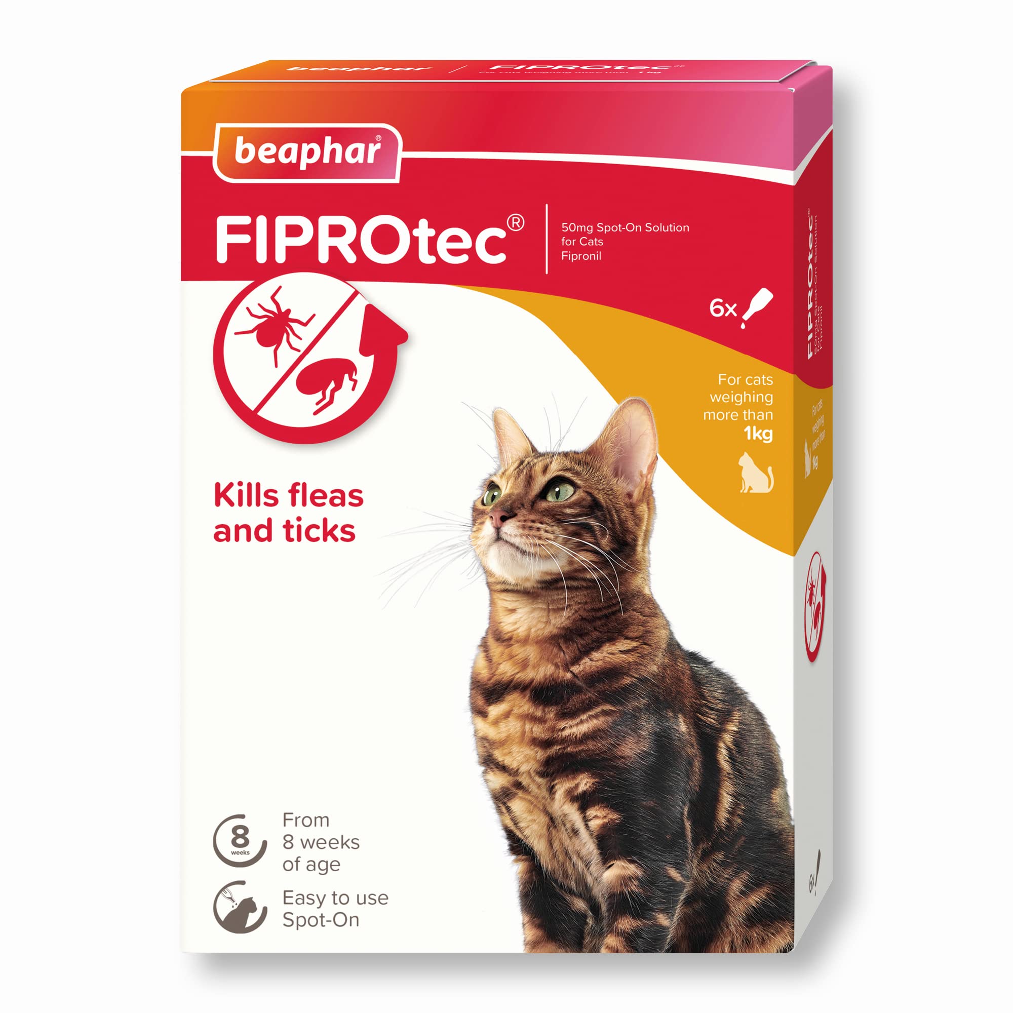 Buy Beaphar FIPROtec SpotOn for Cats Kills Fleas & Ticks Vet Strength Easy to Apply