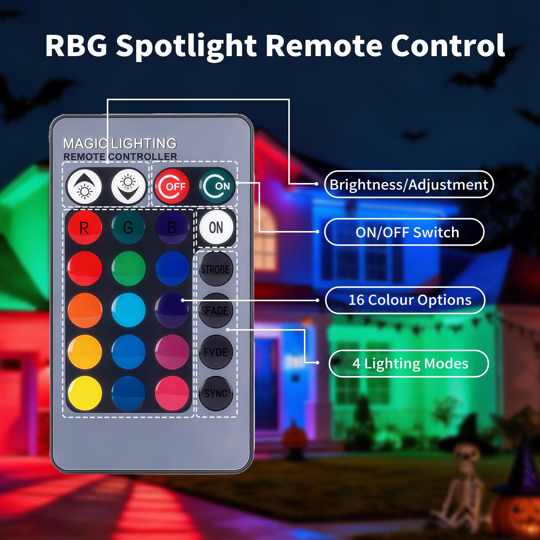 4 x 10 W RGB Zewnętrzny reflektor LED, światło ogrodowe LED, ciepła biała dekoracyjna lampa do ogrodu, podwórka, podjazdu [klasa efektywności energetycznej A+]