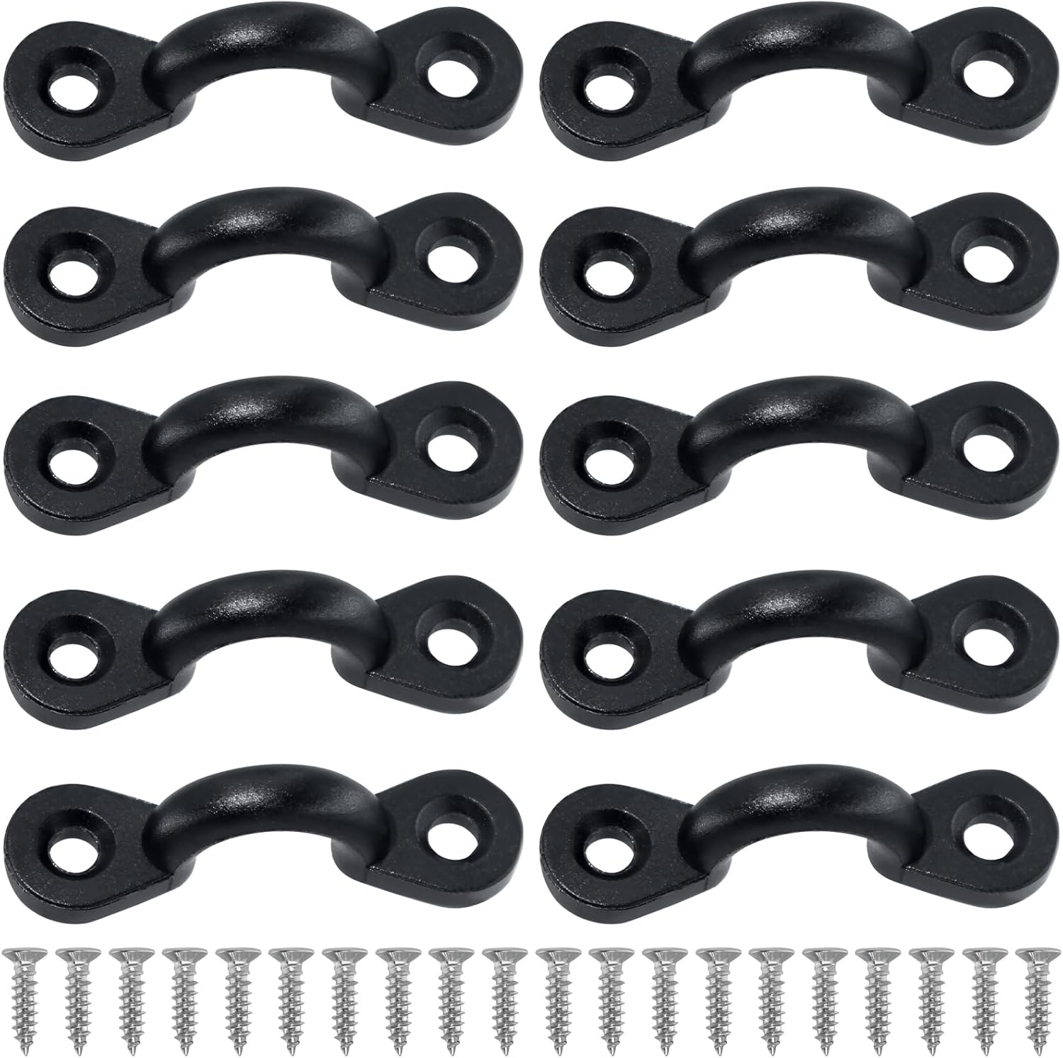 Kayak Accessories Pad Eye Kit – 10PCS Nylon Pad Eyes with 20Stainless Steel Screws, Heavy Duty Tie Down Deck Loops for Kayak Canoe Boat