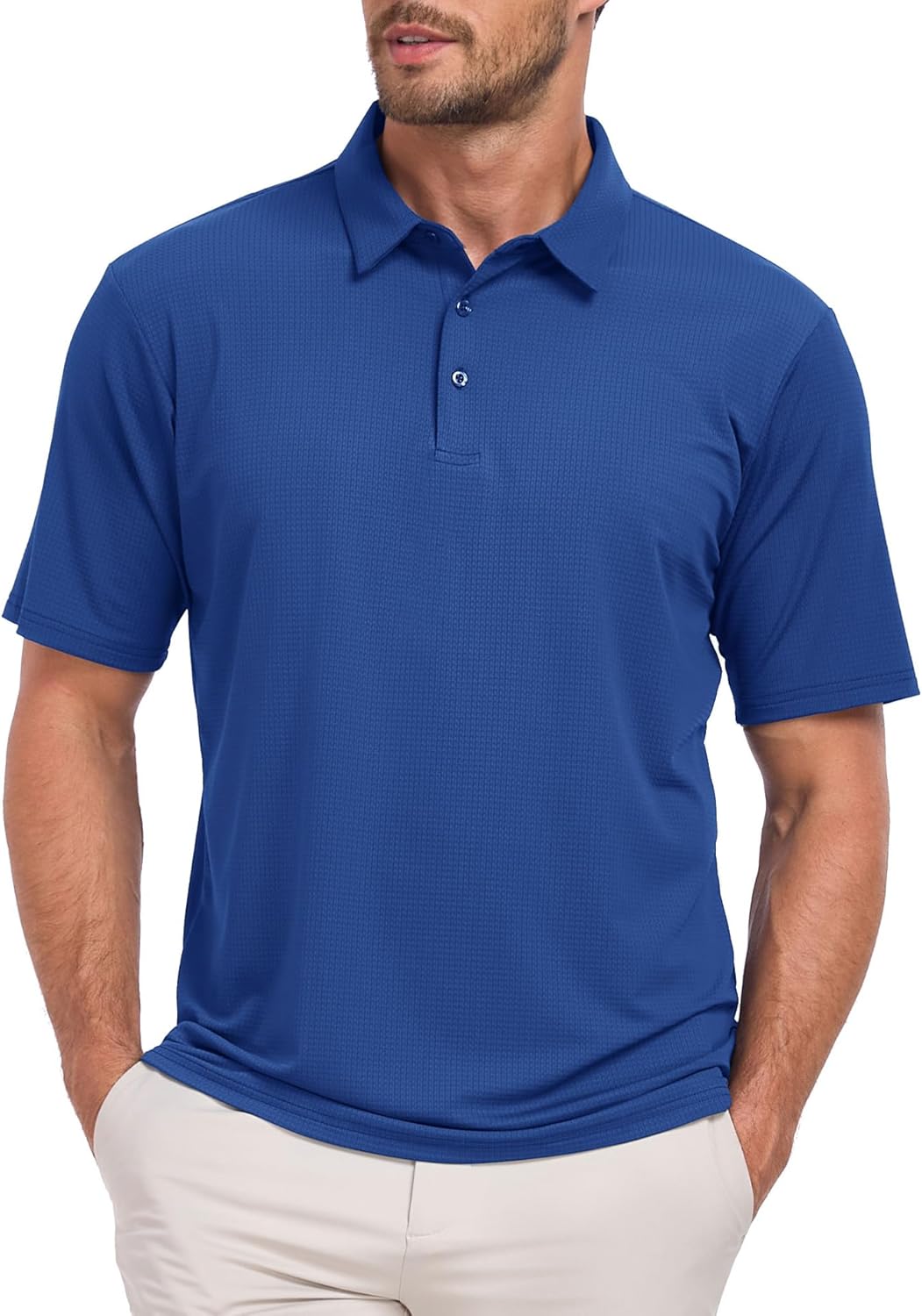 CURBODO Jacquard Polo Shirts for Men Short Sleeve Golf Shirt Dry Fit Moisture Wicking Performance Golf Shirts