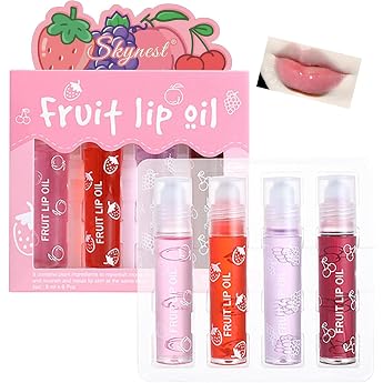 4PCS Fruity Lip Gloss Fresh Lip Glaze Transparent Colorless Moisturizing Lip Lotion for Fuller Hydrates Beauty Lips