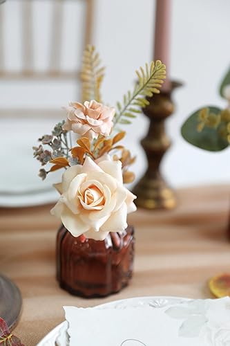 Miniatura 3 de JGRSHES Juego de flores artificiales con temática de champán, flores falsas con tallos para bricolaje, bodas, centros de mesa y arreglos florales,