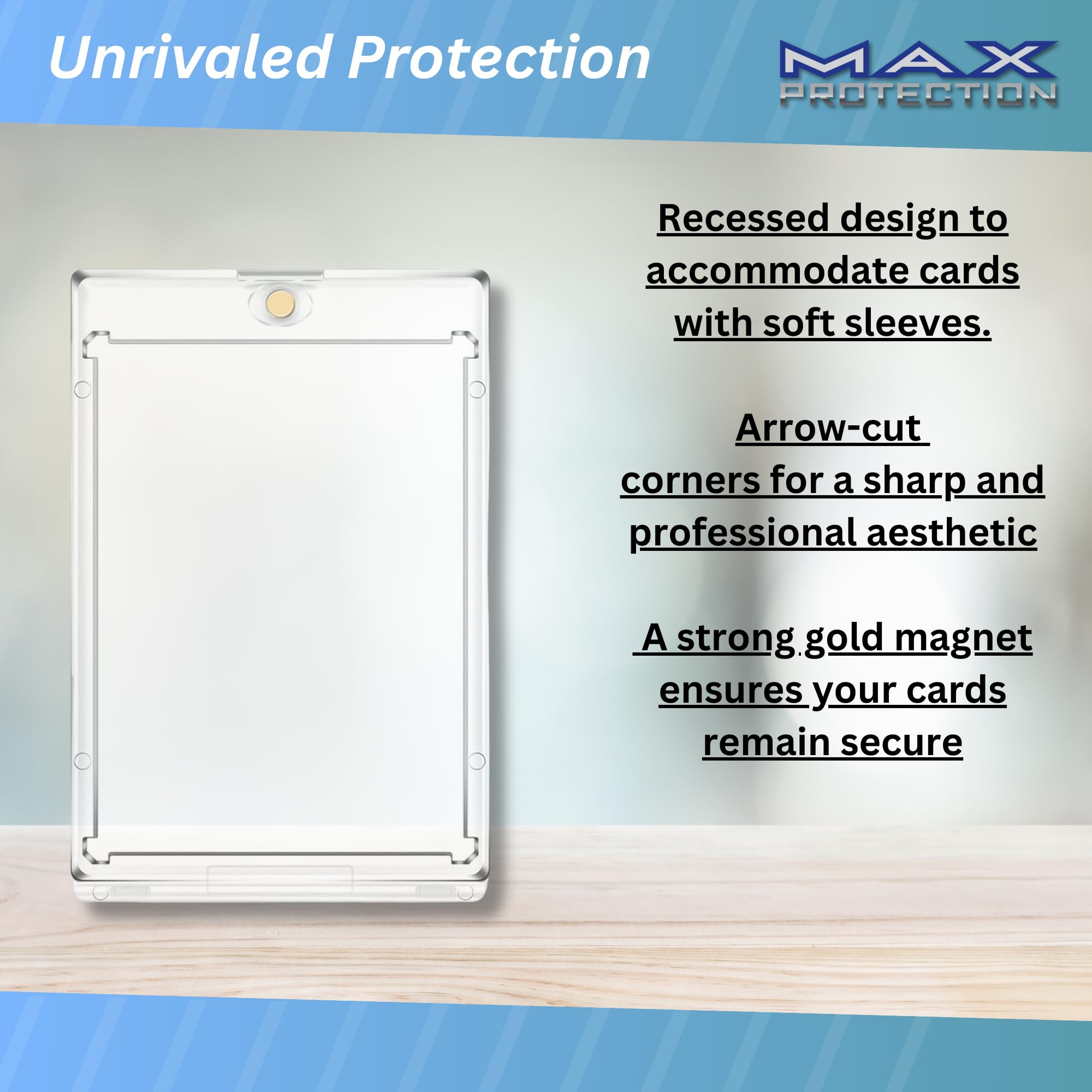 Max Protection Lot de 25 porte-cartes magnétiques ultra transparents de 75 pt - En plastique rigide - Protection UV - Compatible avec les cartes de baseball de sport standard