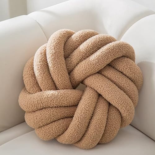 Knot Pillow Ball Soft Khaki Round Throw Pillows Plush Beige