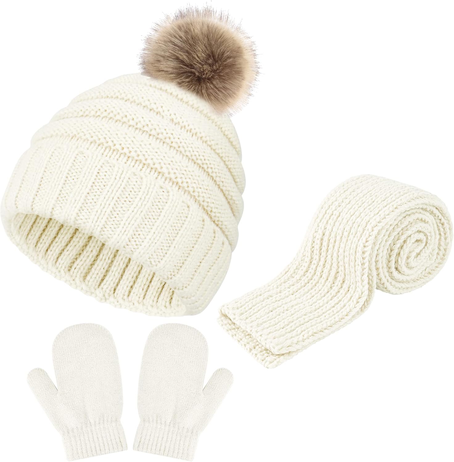 Hicdaw Kids Winter Hats Gloves Scarf Set Baby Mittens Gloves with Pompom Baby Winter Hat Toddler Beanie Hat for Boy Girl Hicdaw Kids Winter Hats Gloves Scarf Set Baby Mittens Gloves with Pompom Baby Winter Hat Toddler Beanie Hat for Boy Girl
