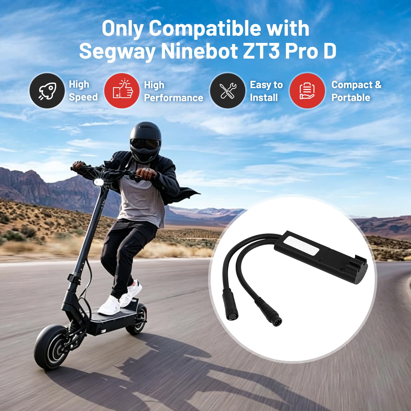 New Tuning Chip Unlock Cable for Segway Ninebot ZT3 ProD, Kabelzubehör Spezialkabel für 35-40 Km/h, Benutzerdefiniertes Lastloses Geschwindigkeitsfreigabekabel, Built-in Quick Switch Button
