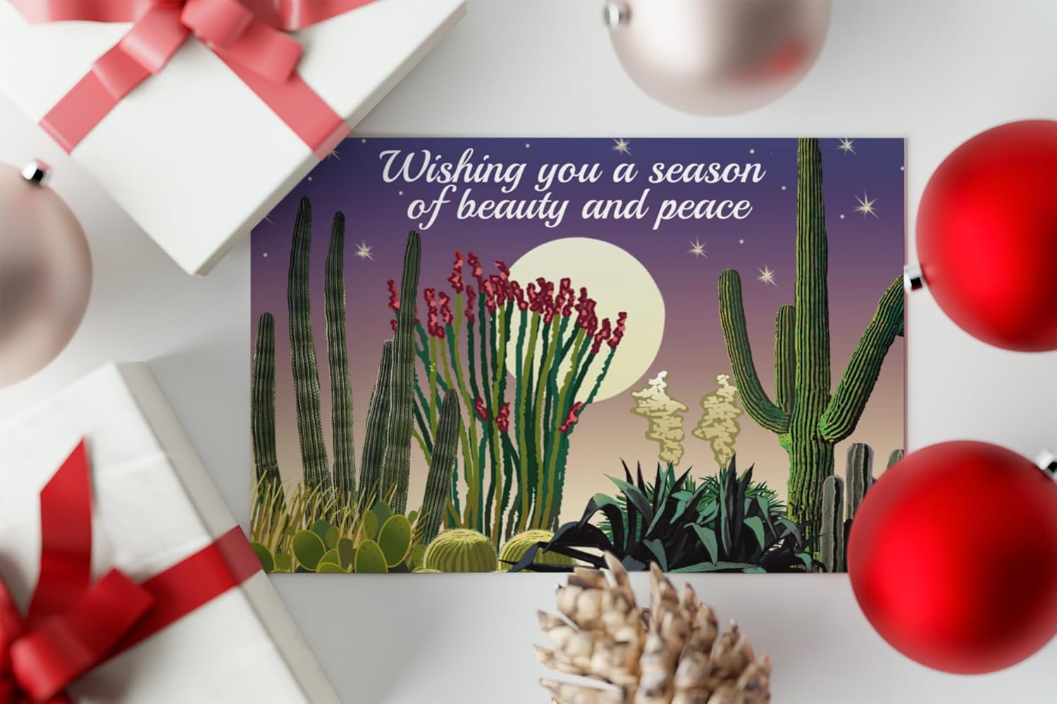 Stonehouse Collection, Personalized Western Christmas Greeting Card, Custom Southwest Holiday, Arizona, Desert, Cactus, USA Made (Personalized)