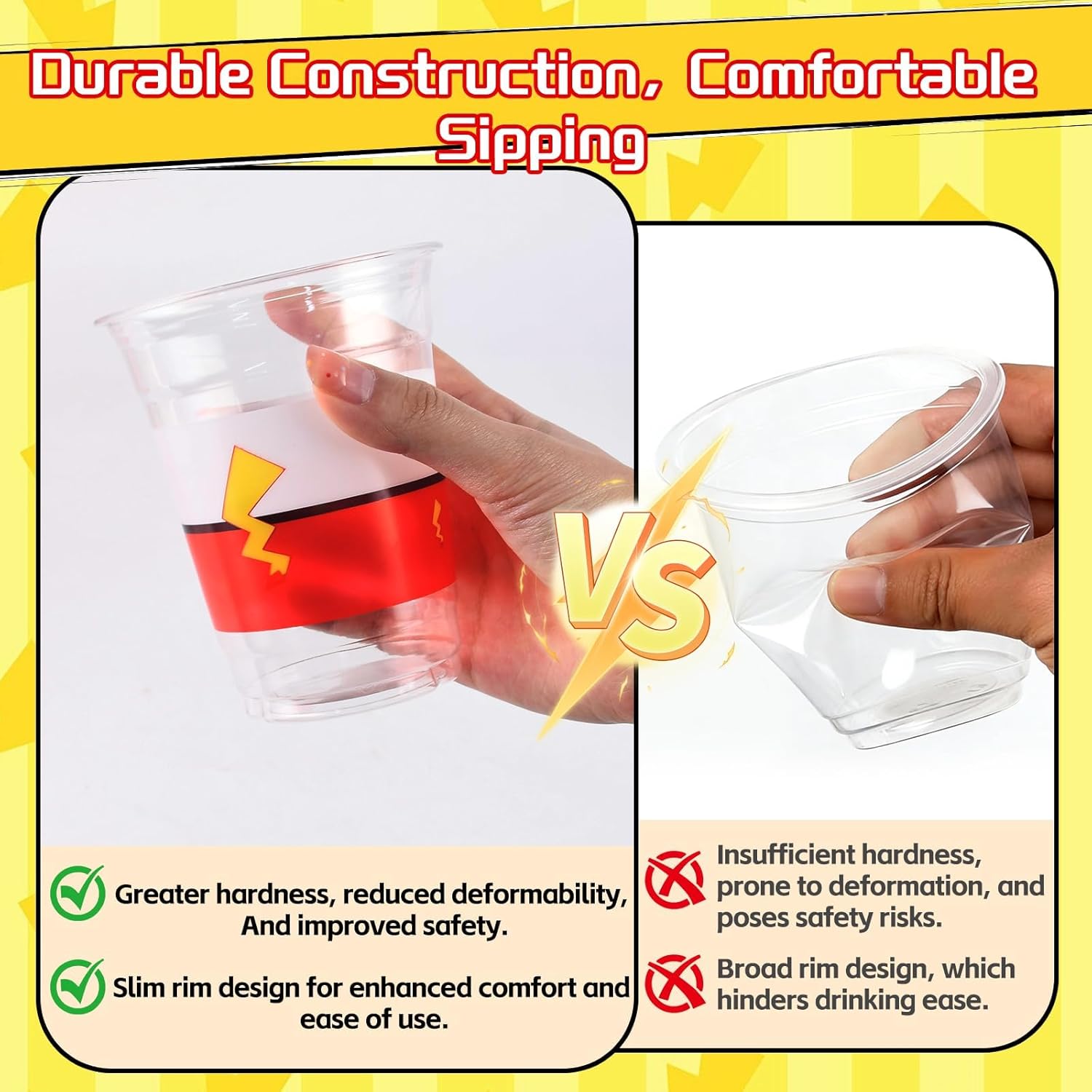 100 Pcs Cartoon Red White Plastic Birthday Party Cups, 12 Oz Clear Disposable Cups Set Coffee Wine Tea Drinks Container Home Cartoon Themed Holiday Party Favors Supplies Decoration