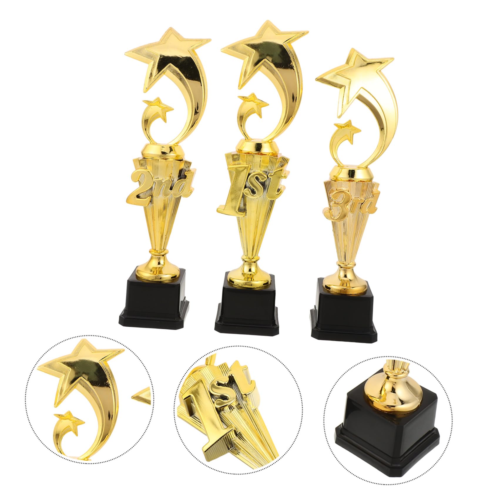 TOYANDONA 3 Stück Dreifach Siegerpokale Satz aus Kunststoff in Gold mit Spaßigem Design für Fußballturniere und Preisverleihungen als Attraktive Auszeichnung für Sportbegeisterte