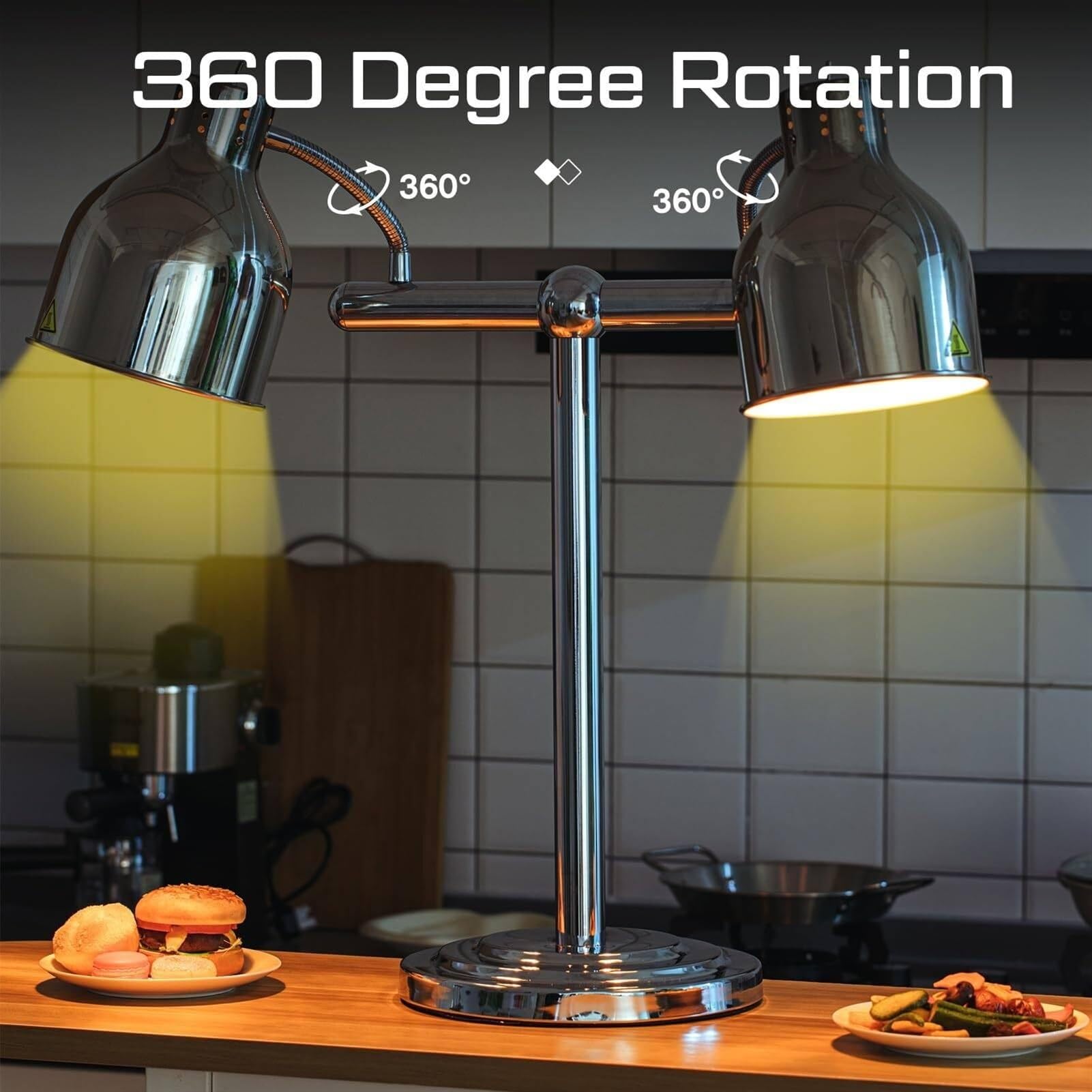 Lampada isolante for alimenti da tavolo da 250 W, lampada isolante for mensa, lampada riscaldante for alimenti for la conservazione degli alimenti, riscaldamento, mensa, cucina for feste, argento(Silv