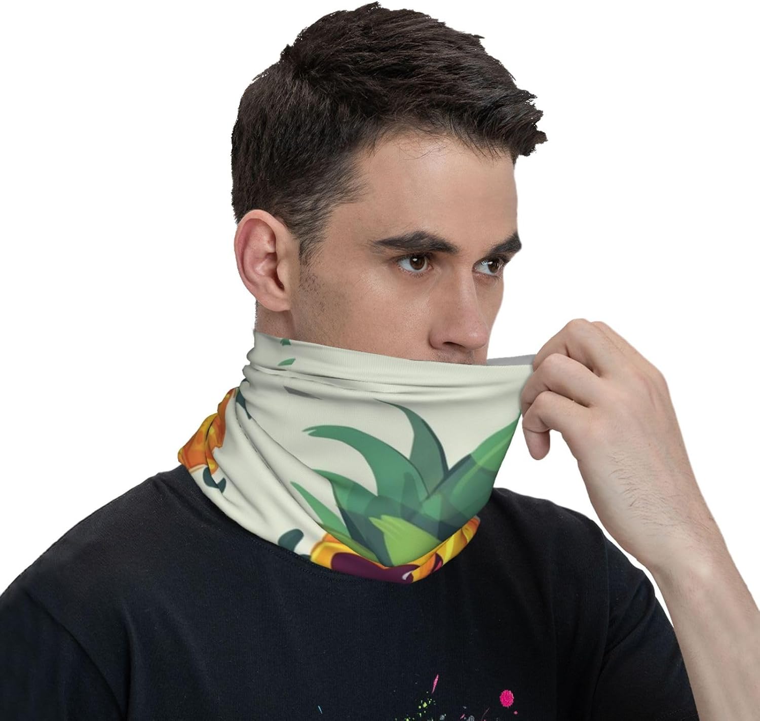 Cute pineapple Neck Gaiter UV Sun Protection Face Mask Scarf Cooling Breathable Face Cover for Men Women Elastic Balaclavas Versatile Bandana, Sun & Wind-proof for Skiing Hiking