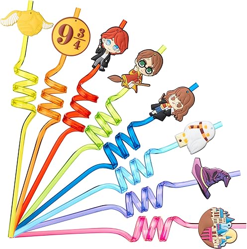 24 popotes reutilizables para fiestas de cumpleaños 8 diseños mágicos de mago con 2 cepillos de limpieza
