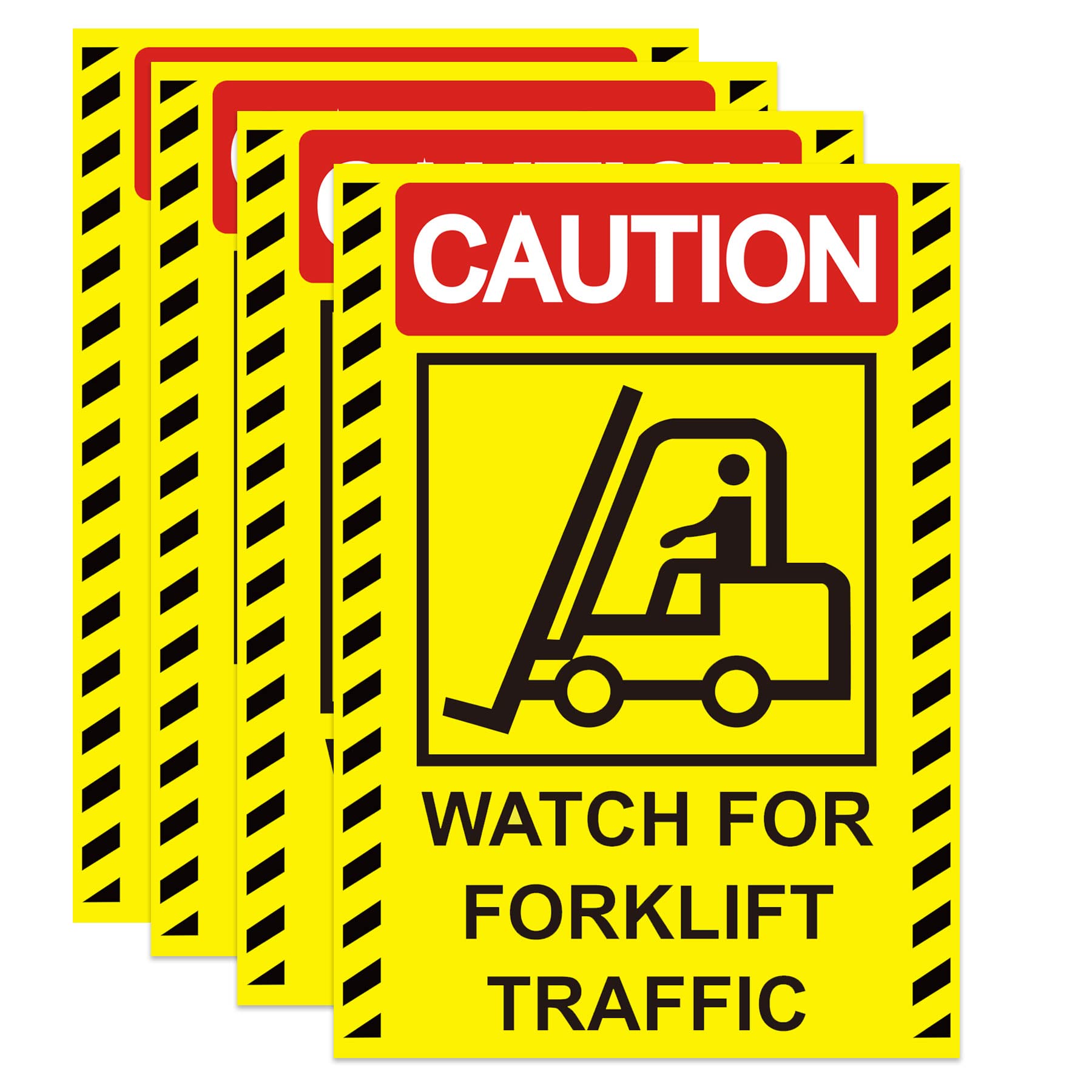 Pop Resin Caution Watch for Forklift Traffic Sign Stickers 7 x 10 Inch - Caution Look Out for Forklifts Decals 4 Pack
