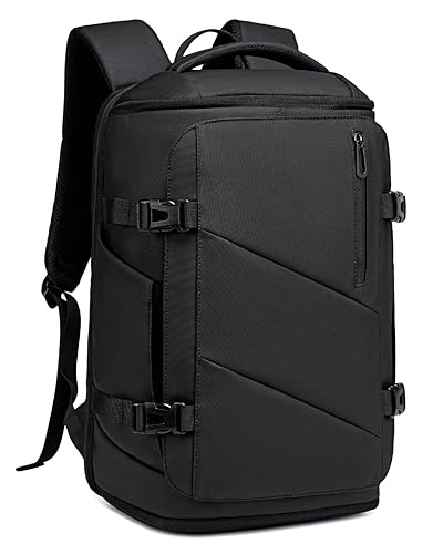 Fenree.geer 30L Travel Backpack for Men, Flight Approved Carry on Backpack Fits 17 inch Laptop, Water-resistant Large Luggage Weekender Bag Daypack for Traveling, Sports, Business, Black