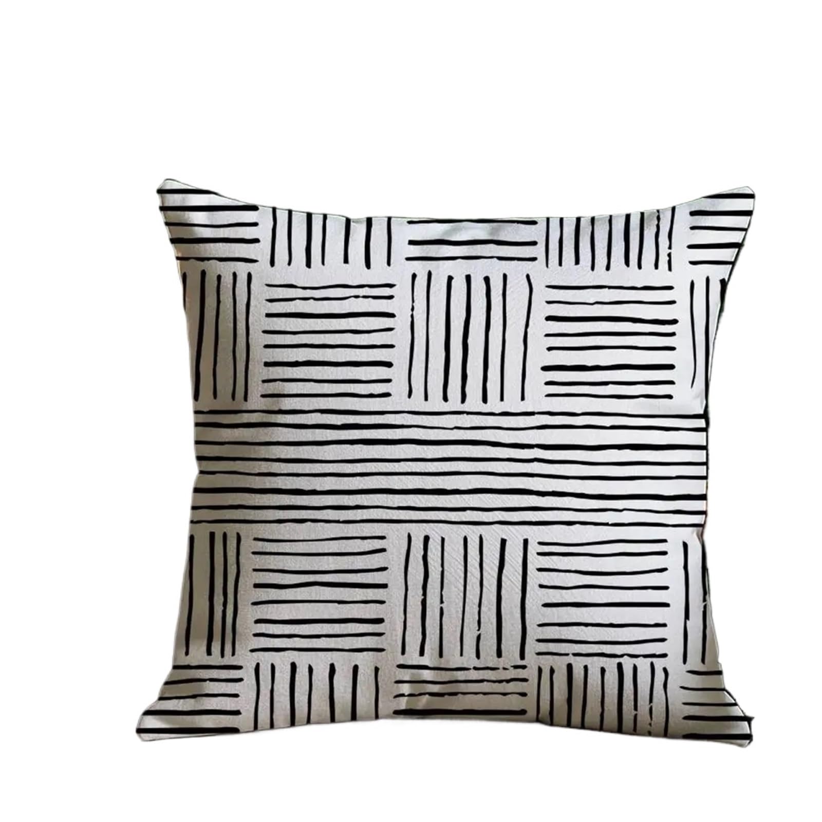 2pc Black And White Striped Geometric Rectangle Pillow Case Anti-dustmite Pillowcase Invisible Zipper Silky Short Plush Sofa(Color5,50X50cm)