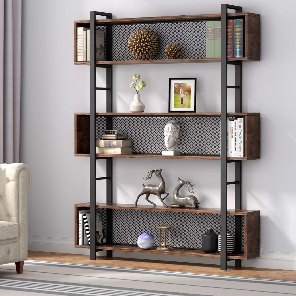 Tribesigns 5Shelf Bookshelf with Metal Wire, Vintage Industrial Bookcase Display Shelf Storage