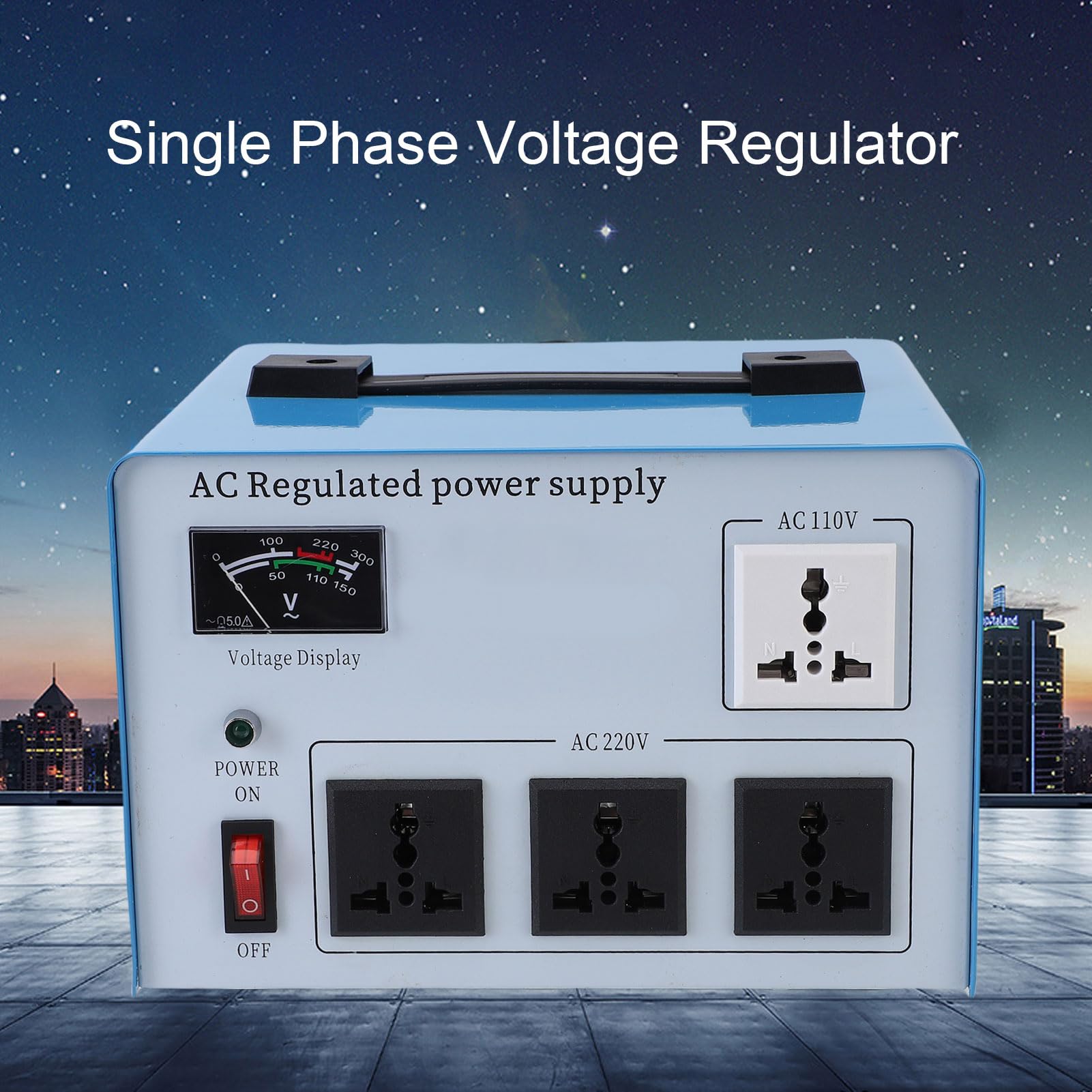 AC-geregeltes Netzteil, 1500-W-Spannungswandler-Transformator, Einphasiger Automatischer ABS-Spannungsregler mit 4 Universalsteckdosen für Computer, Kameras, Heimbüro (160–250 V EU-Stecker)