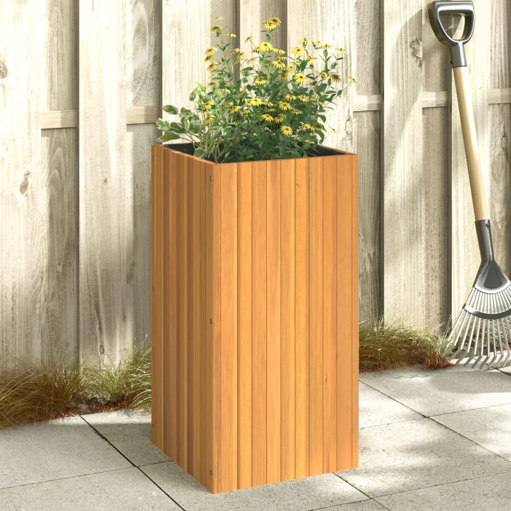 Jardinière haute 90cm en bois d'acacia massif avec bac de plantation intérieur