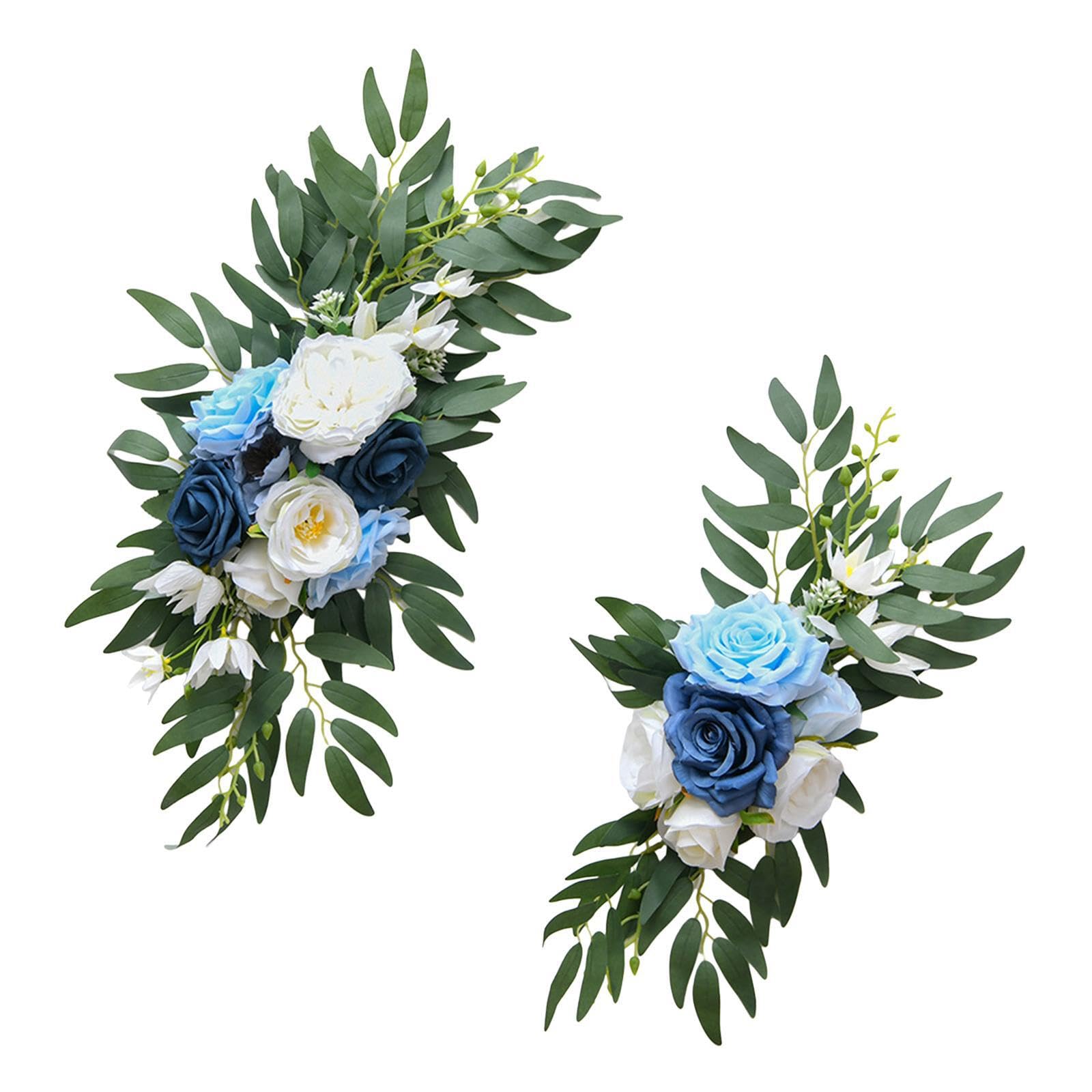 QUXVUIS Exquisite Wedding Arch Flowers Floral Swag Stand Elegant Silk Arrangement Addition To Ceremony Designs And Reception Areas Artificial Floral Swag, BLue