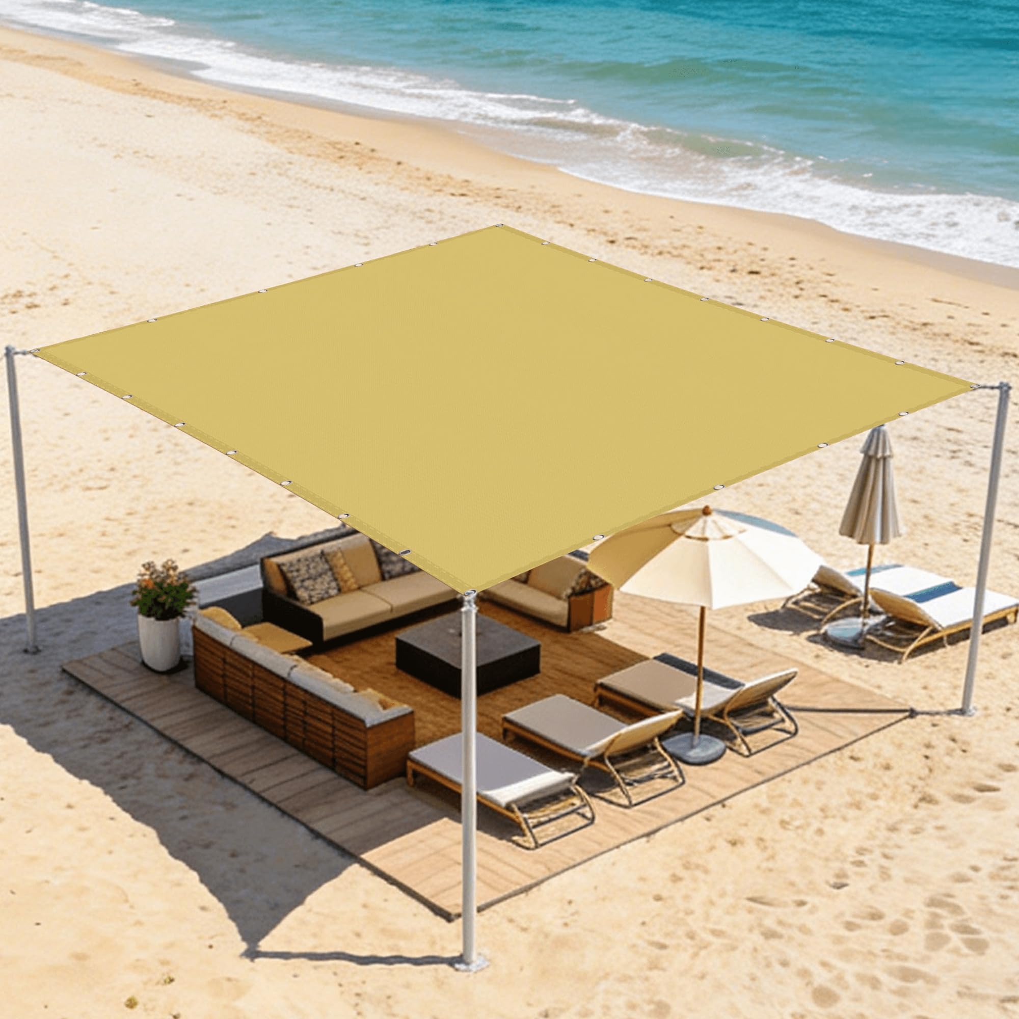 Voile d'ombrage imperméable rectangulaire 3.8x3.8m extérieur jardin terrasse store de patio
