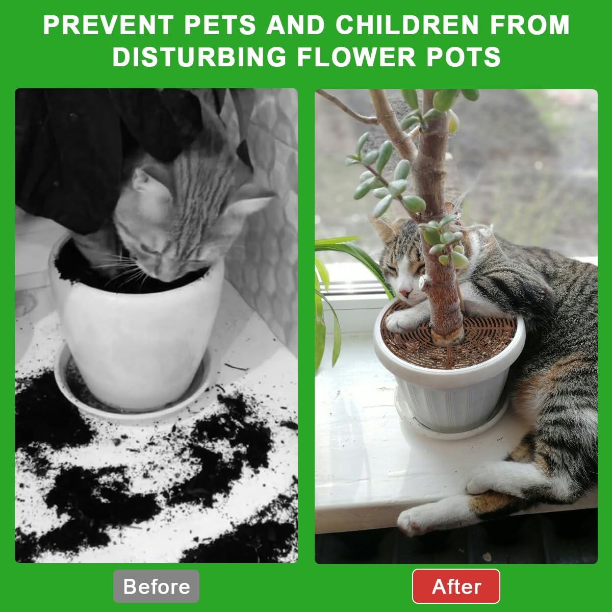 4 Pièces Grilles de Pots de Plantes, Cache-Pot de Fleurs Jusqu'à 30 cm de Diamètre Couvercle de Protection du Sol pour Pots de Fleurs Protéger Les Plantes Contre Chats Enfants